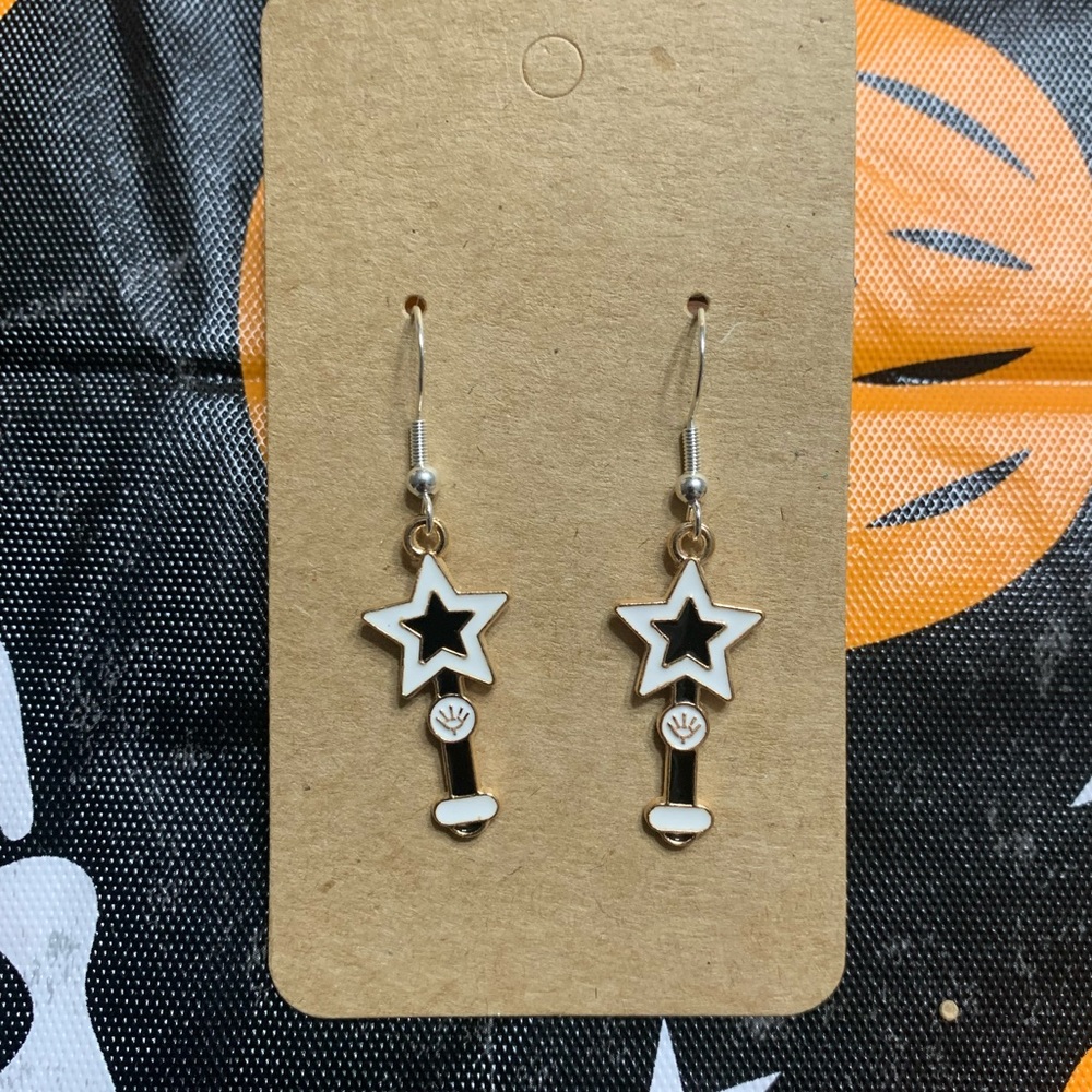 Black magic wand earrings